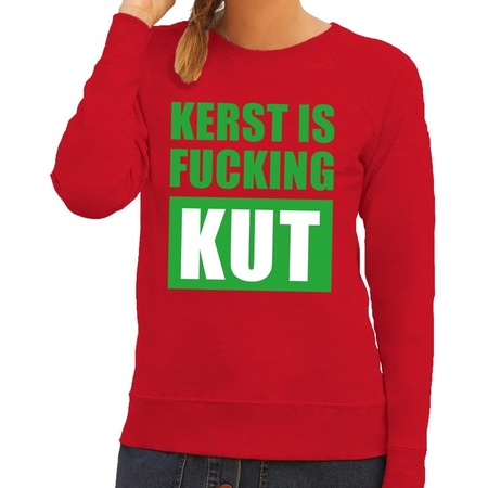 Christmas sweater Kerst Is Fucking Kut red ladies