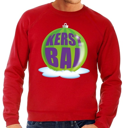 Christmas sweater green christmas ball on red sweater for men