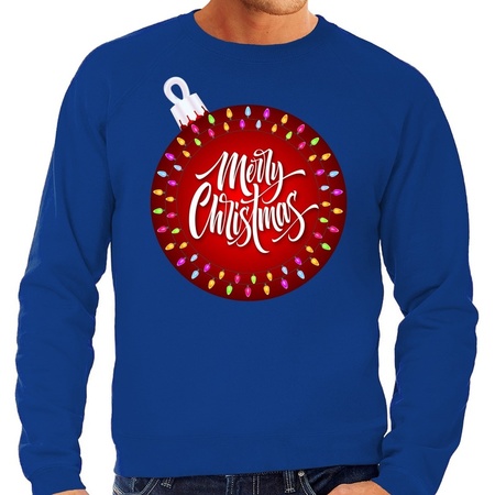 Christmas sweater merry christmas blue for men