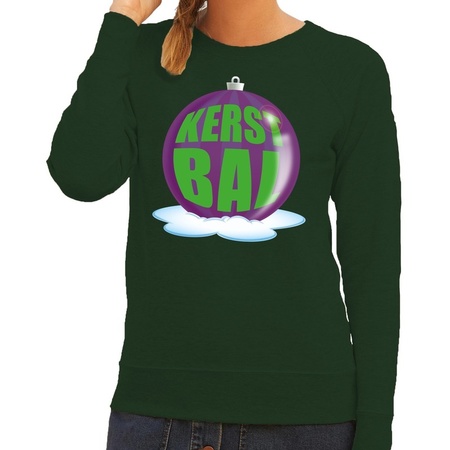 Christmas sweater purple christmas ball on green sweater for wom
