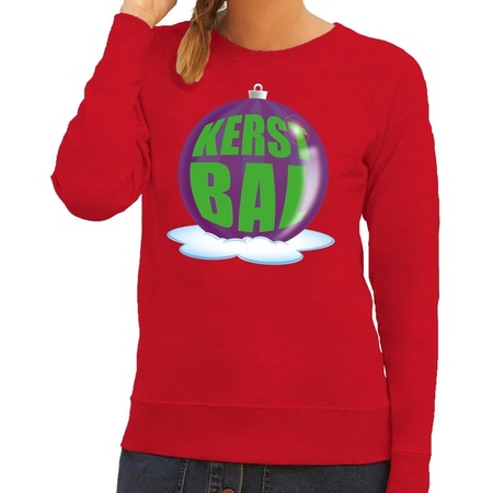 Christmas sweater purple christmas ball on red sweater for women