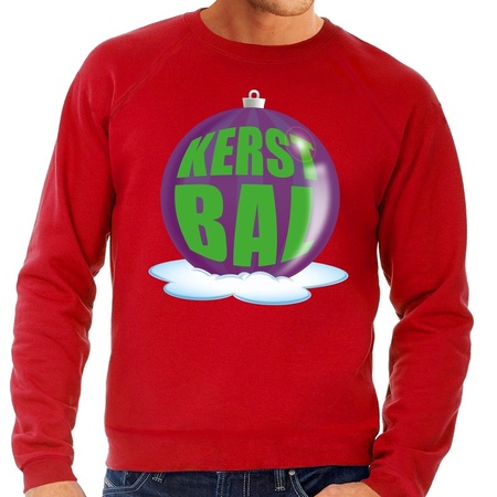 Christmas sweater purple christmas ball on red sweater for men