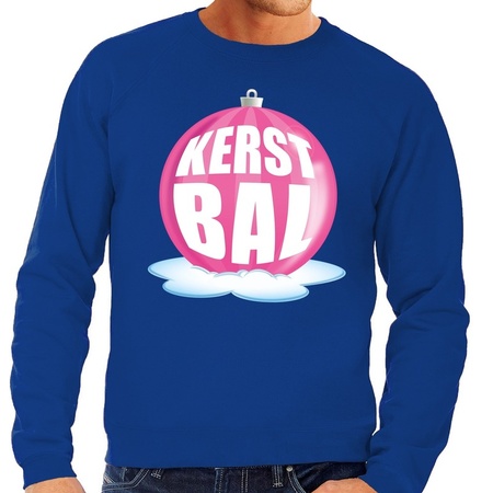 Christmas sweater pink christmas ball on blue sweater for men