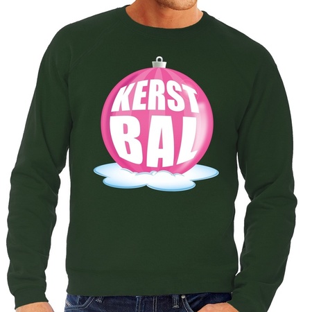 Christmas sweater pink christmas ball on green sweater for men
