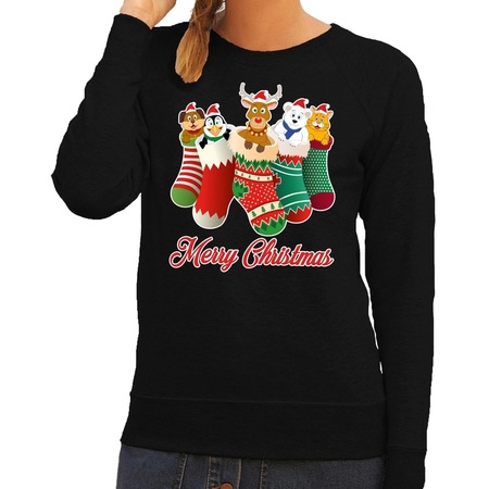 Christmas sweater xmas socks merry christmas black for women