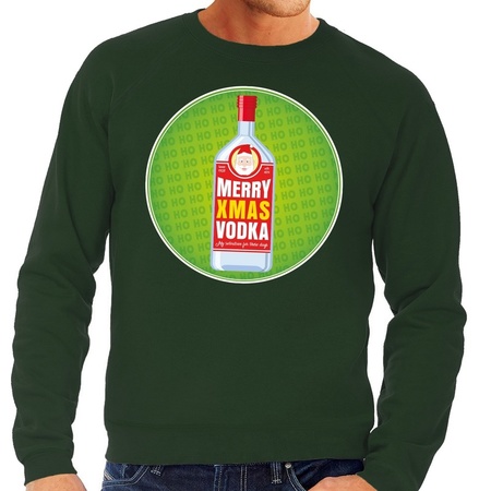 Christmas sweater  Merry Christmas vodka green men
