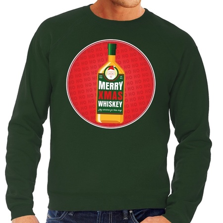 Christmas sweater  Merry Christmas whiskey green men