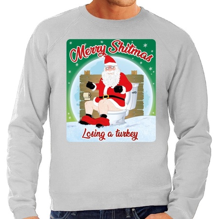 Christmas sweater merry shitmas grey for men