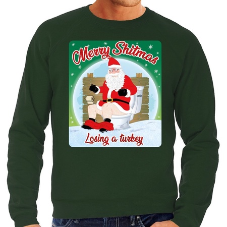 Christmas sweater merry shitmas green for men