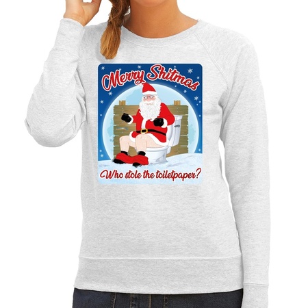 Christmas sweater merry shitmas toiletpaper grey for women