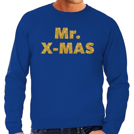 Blue Christmas sweater Mr. x-mas gold for men