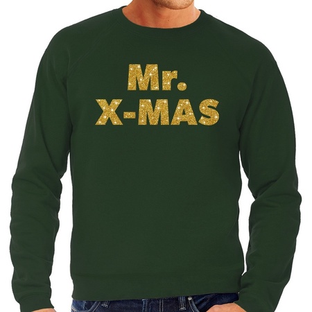 Green Christmas sweater Mr. x-mas gold for men