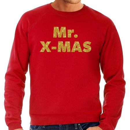 Red Christmas sweater Mr. x-mas gold for men