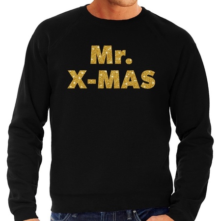 Black Christmas sweater Mr. x-mas gold for men