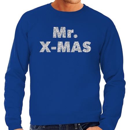 Blue Christmas sweater Mr. x-mas silver for men