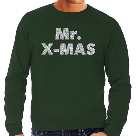 Green Christmas sweater Mr. x-mas silver for men