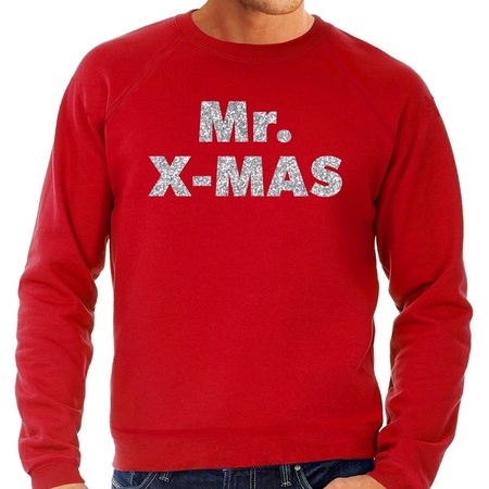 Red Christmas sweater Mr. x-mas silver for men