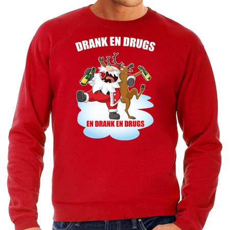 Christmas sweater Drank en drugs red for men