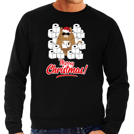 Christmas sweater with a hoarding cat black for men