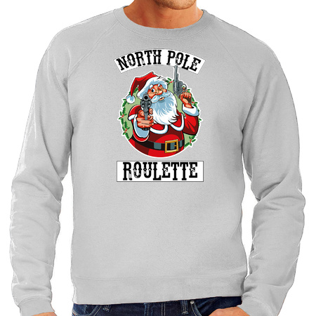 Foute Kersttrui / outfit Northpole roulette grijs voor heren