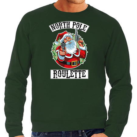 Foute Kersttrui / outfit Northpole roulette groen voor heren