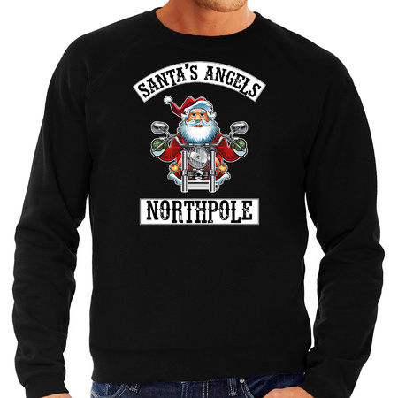 Foute Kersttrui / outfit Santas angels Northpole zwart voor heren