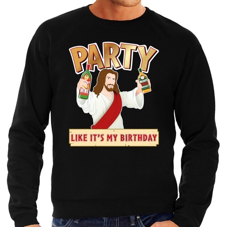 Foute Kersttrui Party Jezus zwart voor heren