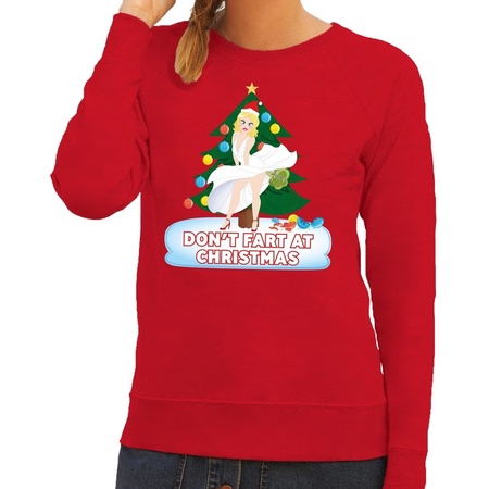 Christmas sweater red Dont Fart at Christmas for ladies
