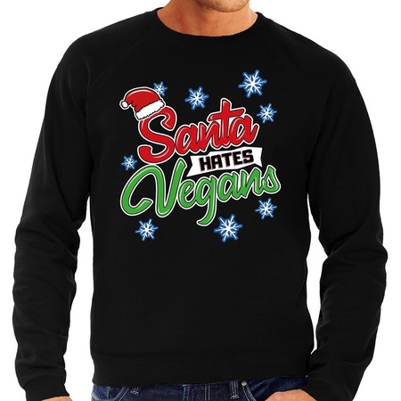 Christmas sweater Santa hates vegans black for men