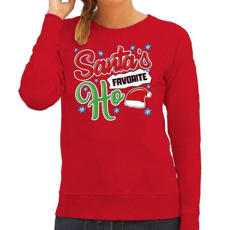 Christmas sweater Santa his favorite Ho red for women