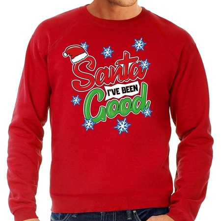 Christmas sweater Santa I have been good red for men