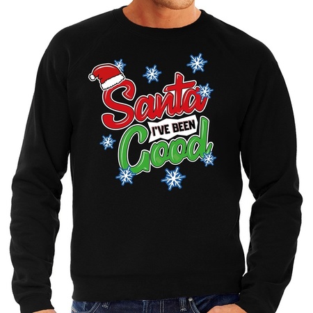 Christmas sweater Santa I have been good black for men