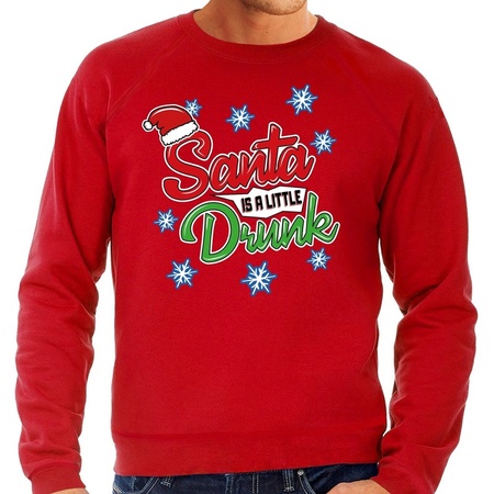 Christmas sweater Santa is a little drunk red for men