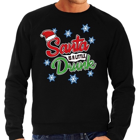 Christmas sweater Santa is a little drunk black for men