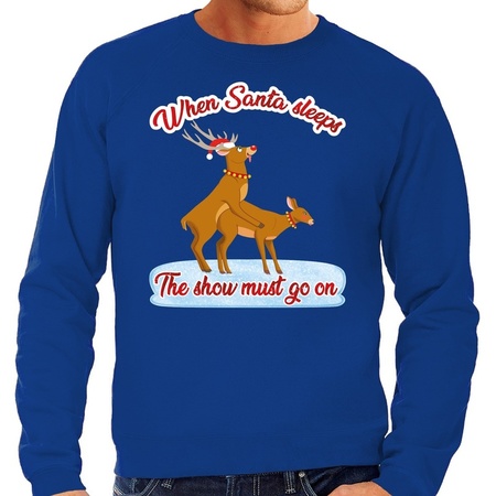 Christmas sweater the show must go on for men blue