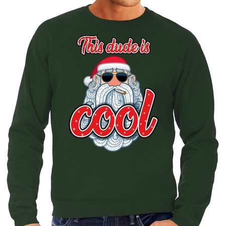 Christmas sweater this dude is cool green for men