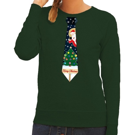 Christmas sweater with christmas tie green for women