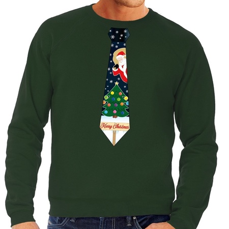 Christmas sweater with christmas tie green for men