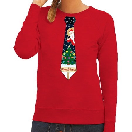 Christmas sweater with christmas tie red for women