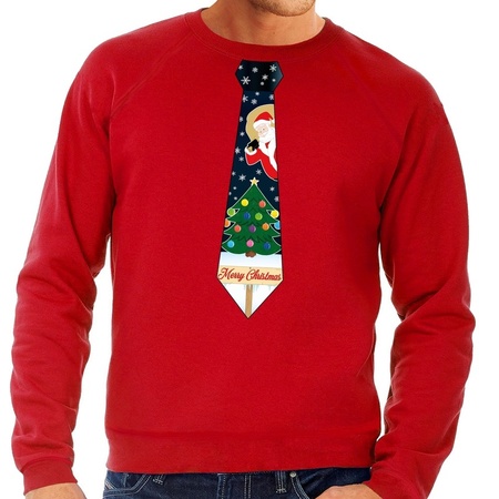 Christmas sweater with christmas tie red for men