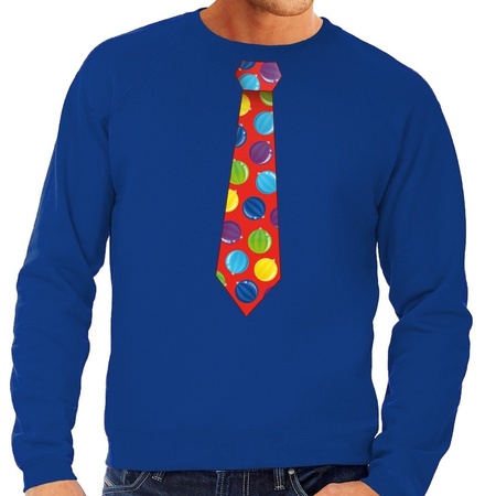 Christmas sweater with christmas balls tie blue for men