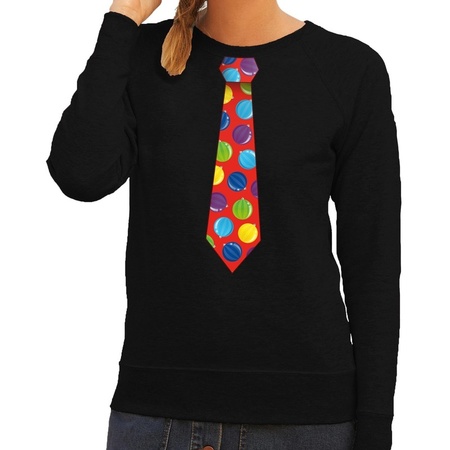 Christmas sweater with christmas balls tie black for women