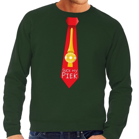 Christmas sweater with suck my piek tie green for men