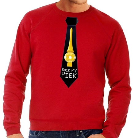Christmas sweater with suck my piek tie red for men