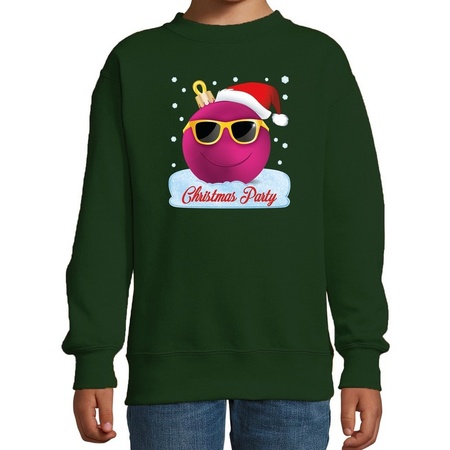 Foute kersttrui / sweater coole kerstbal groen voor meisjes