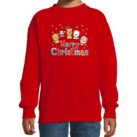 Christmas sweater animals Merry christmas red for kids