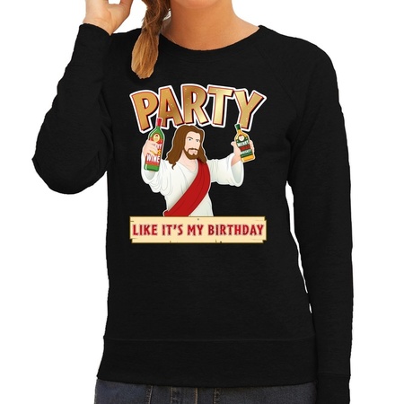 Christmas sweater Party like it's my birthday black for women