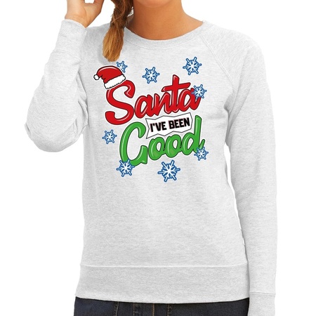 Christmas sweater Santa I have been good grey for women
