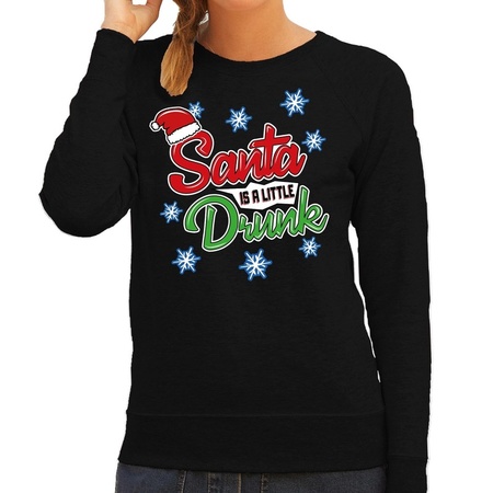 Christmas sweater Santa is a little drunk black for women