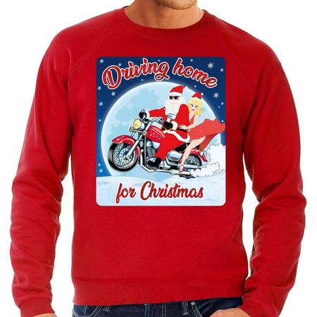 Christmas sweater driving home for christmas red for men